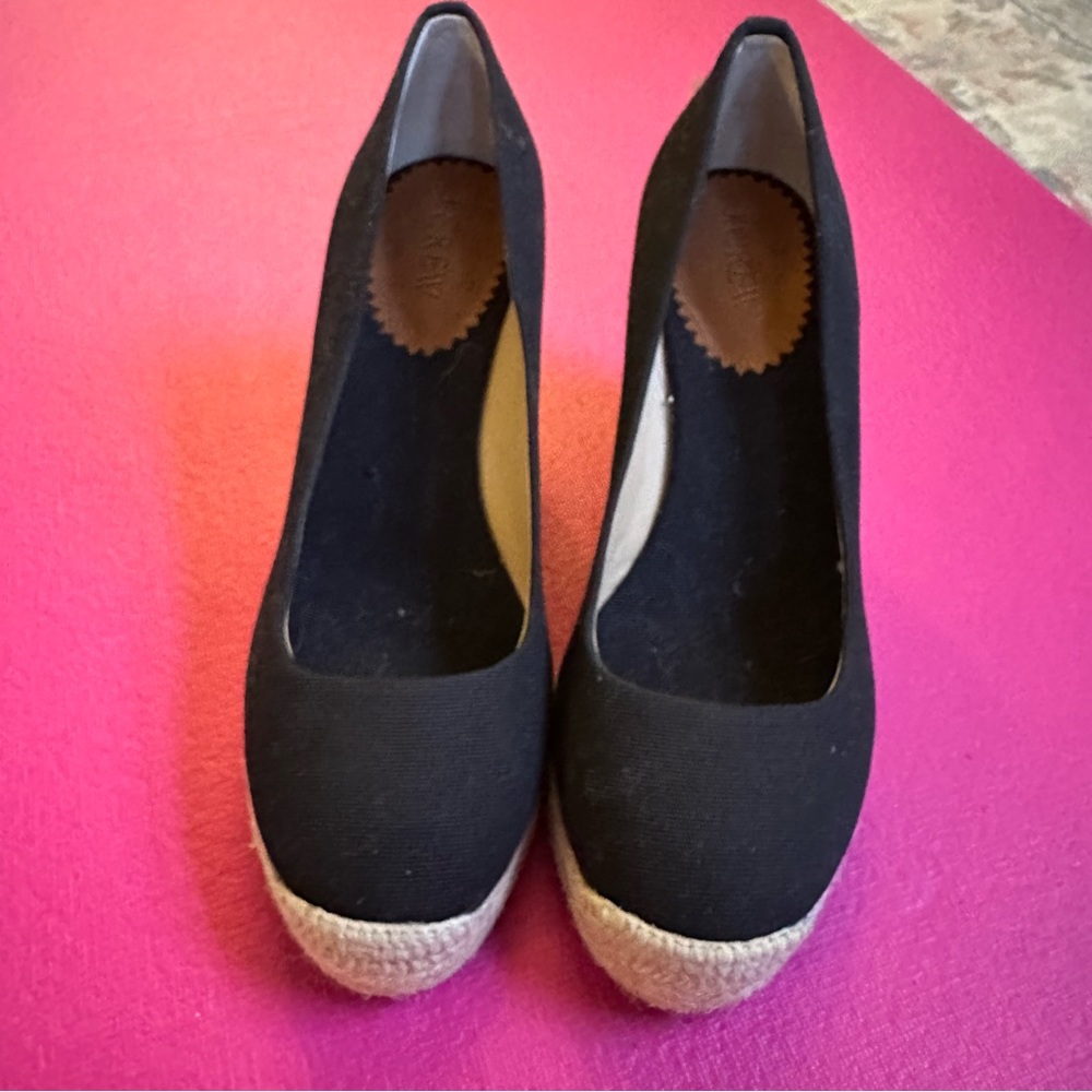 J. Crew Seville Espadrille Black Wedges